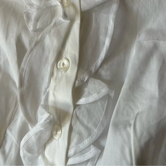 Anne Fontaine Carmen Pima Cotton Ruffle Blouse